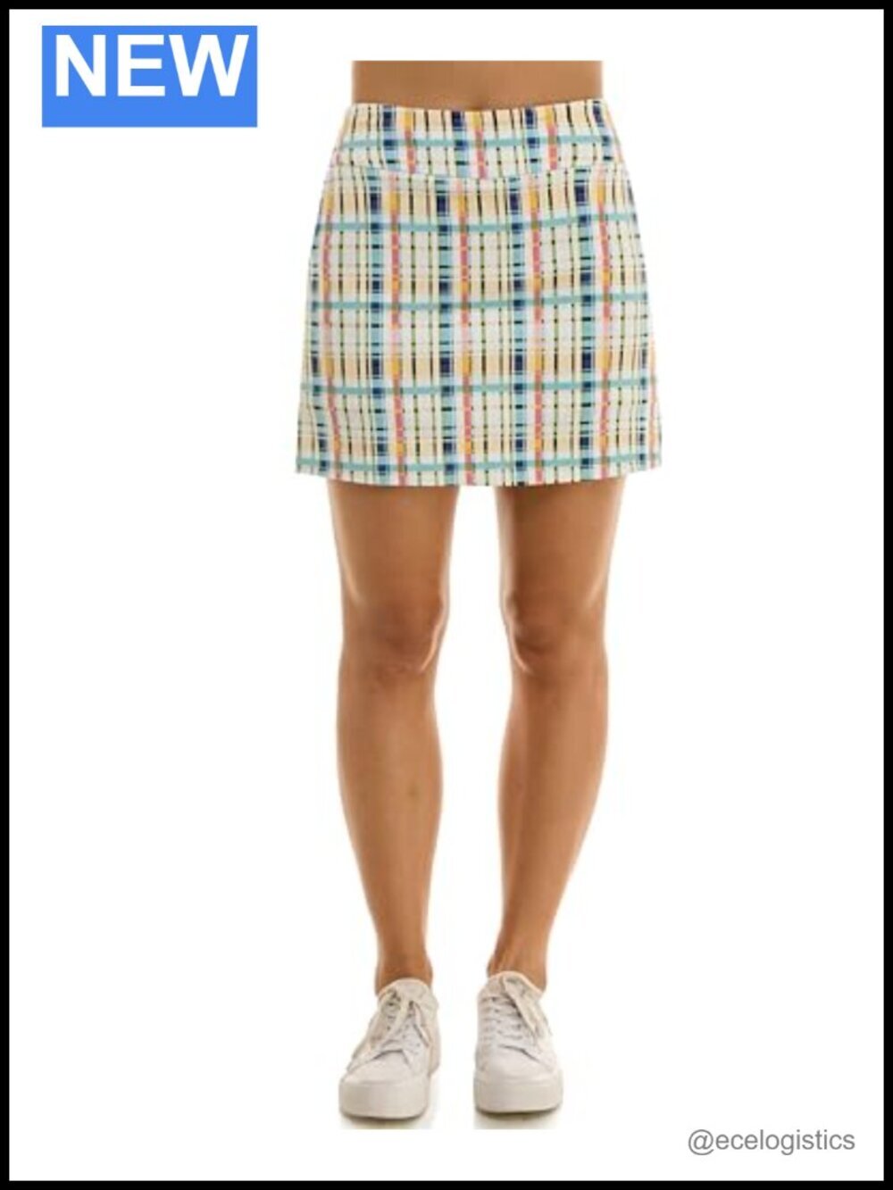 Pull-On Active Skort with Built-In Shorts, Mid Rise, Knee-Length, 2 Pockets